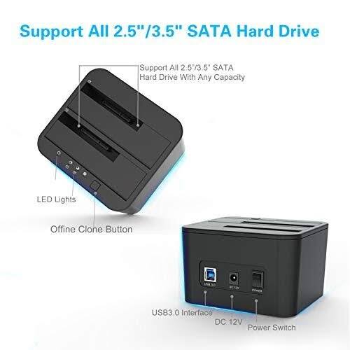 Hard Drive Docking Station, USB 3.0 SATA Dual Bay for 2.5 & 3.5 Inch HDD/SSD F51902