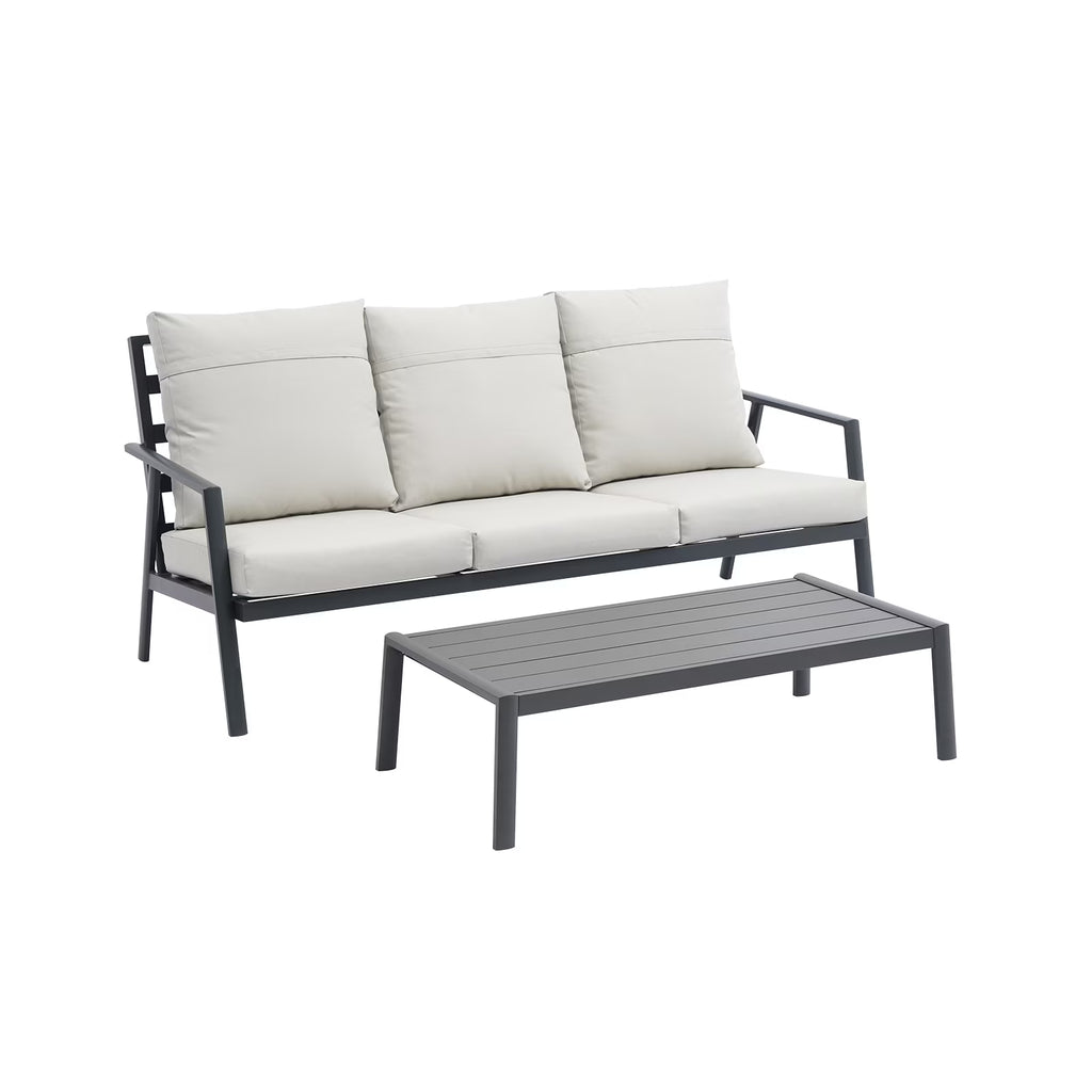 Outdoor Sectional Sofa Set 3 Seater Aluminum Y756547