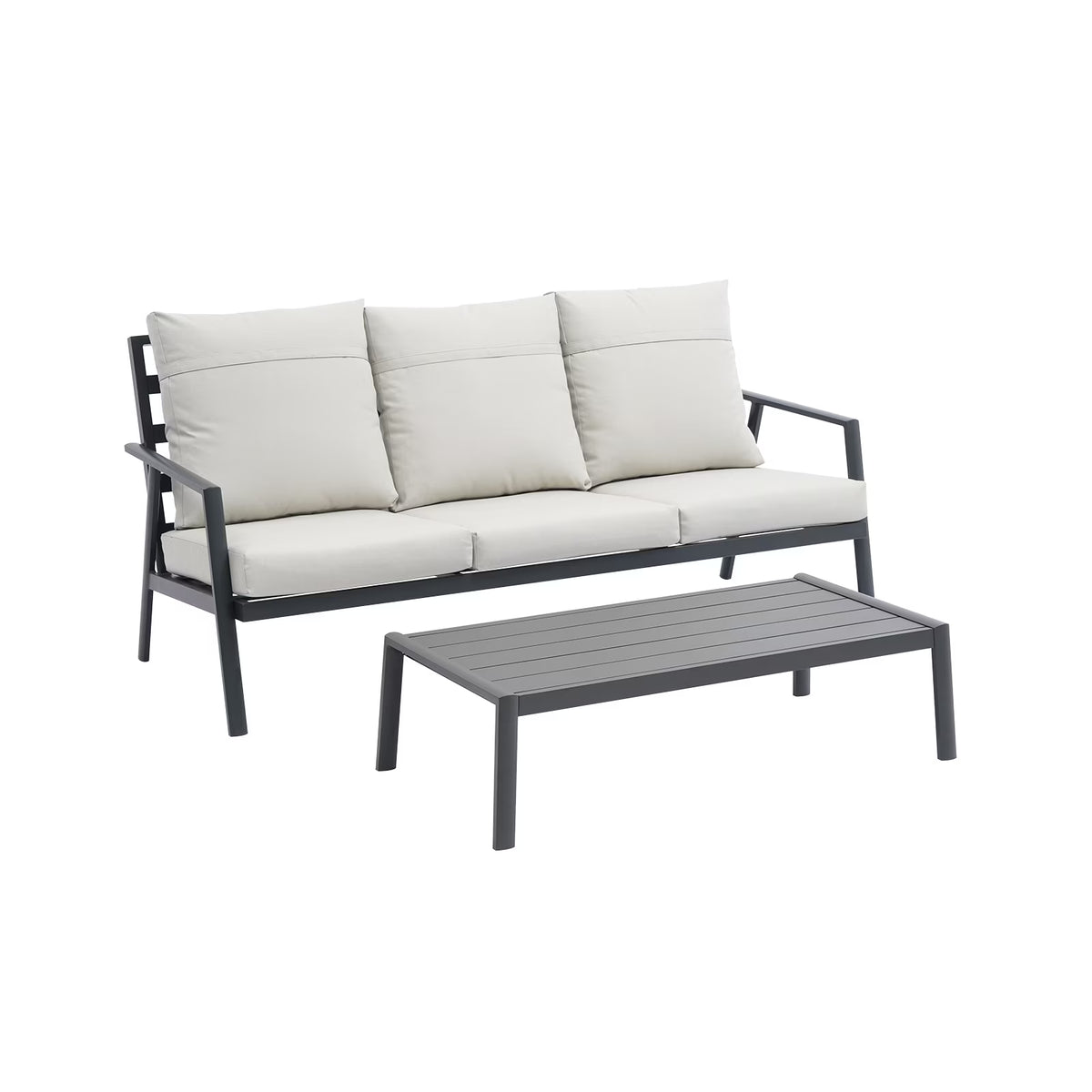 Outdoor Sectional Sofa Set 3 Seater Aluminum Y756547