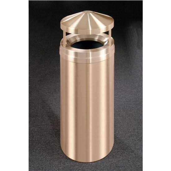 Satin Brass Waste Receptacle, 16 gal, 15inch Dia x 39inch H S856