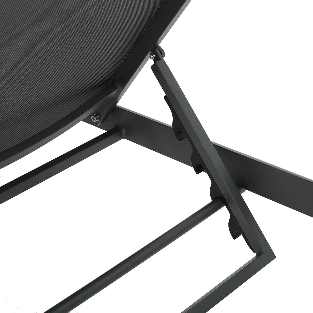Outdoor Aluminum Chaise Lounge with Mesh Seat, Grey / Dark Grey V46039