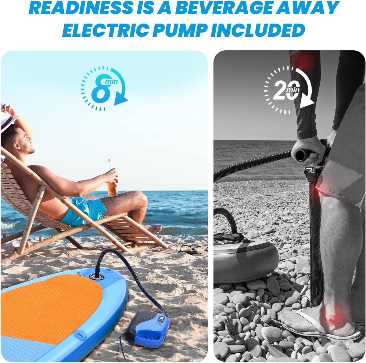 Inflatable Stand Up Paddle Board with Electric Pump and Action Camera Mount Base S69549