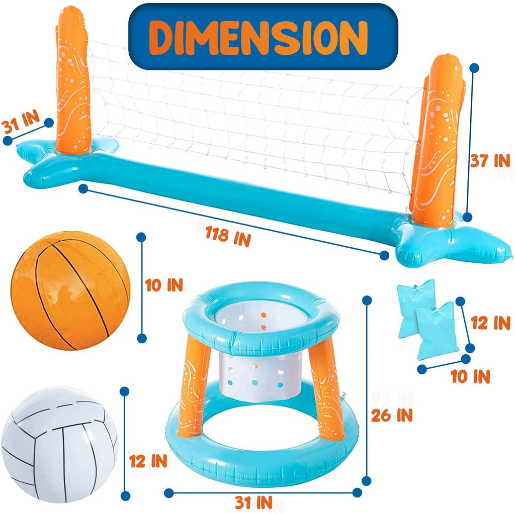 Light Blue Inflatable Pool Volleyball Net Set L40193
