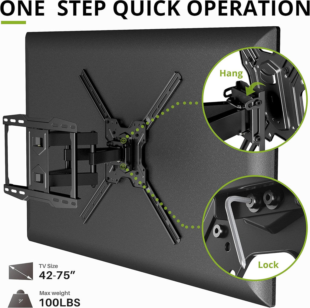 Full Motion TV Wall Mount Dual Articulating Arms, Max VESA 600x400mm, 100lbs, Pack of 2 M652463