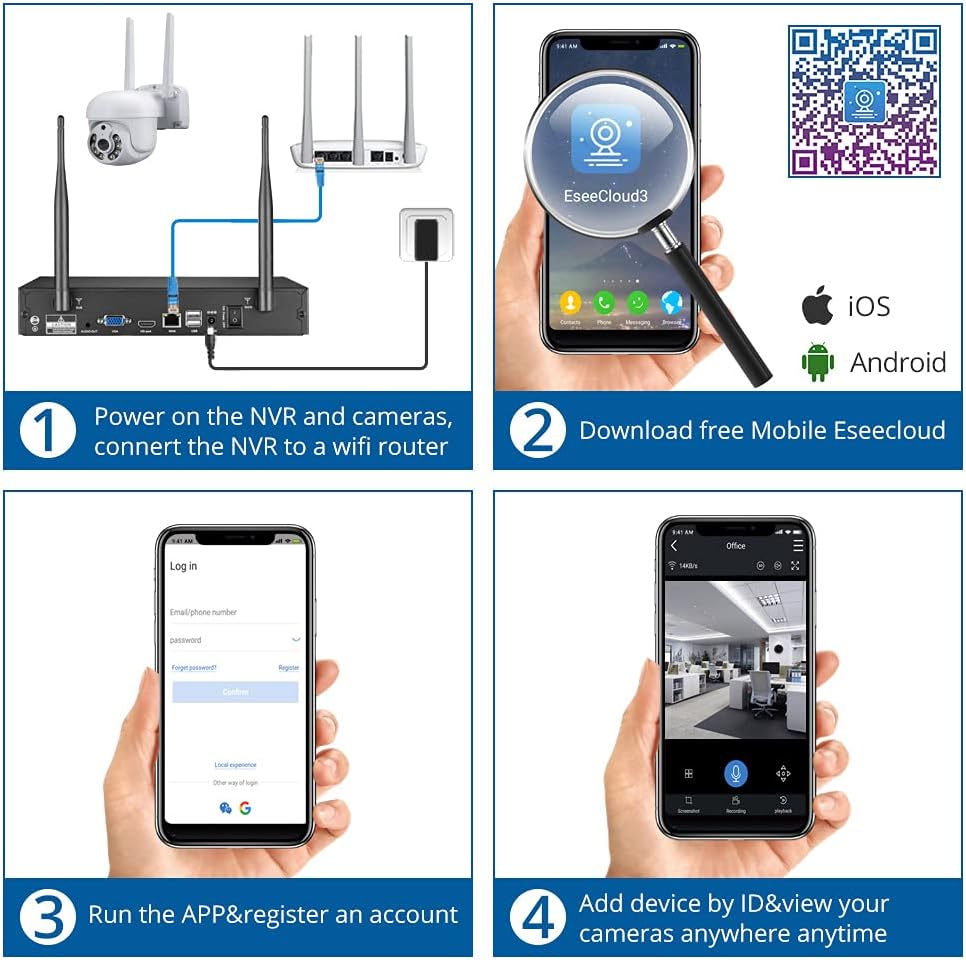 2K Wireless 8CH NVR 4PCS Outdoor WiFi PT Camera with Night Vision A606752