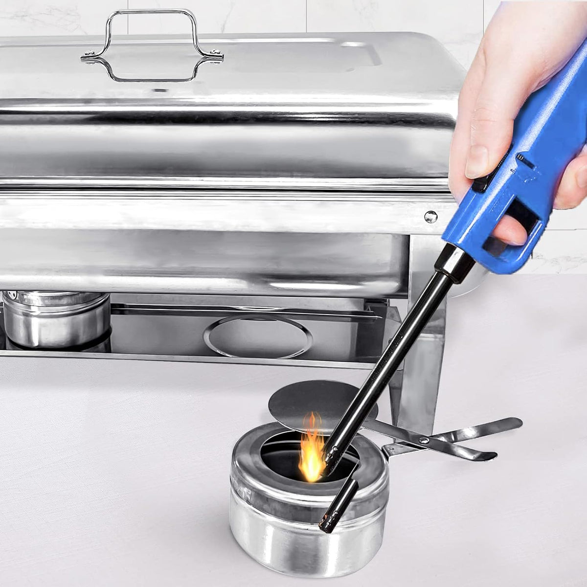 Chafing Dish Buffet Set 4 Pack 8QT Half Size Food Warmer Chafer Complete Set with Water Pan, Chafing Fuel Holder P320