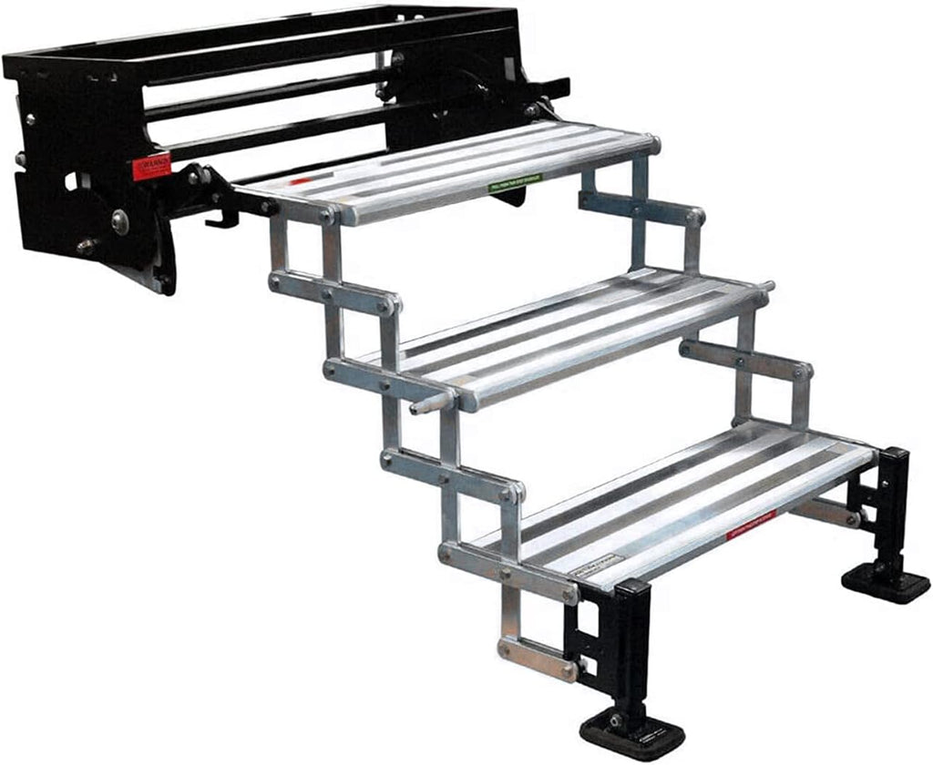 Silver Aluminum Bolt-On Folding Stairs with 3 Steps A4551