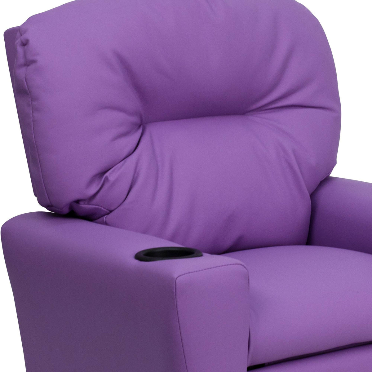 Lavender Vinyl Kids Recliner with Cup Holder U409854