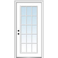 36 in. x 80 in. Right-Hand Inswing 15-Lite Clear Glass Primed Steel Prehung Front Door O9312
