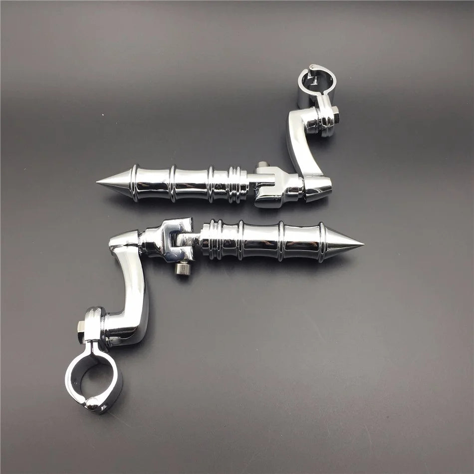 Chrome Peg Mounting Kit with Foot Peg for 1 inch 25mm Front Engine Guard Frame Tube H75865