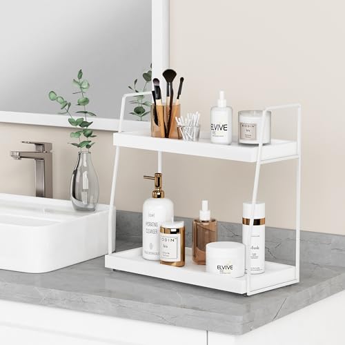 White 2 Tier Bathroom Organizer Shelf R3439