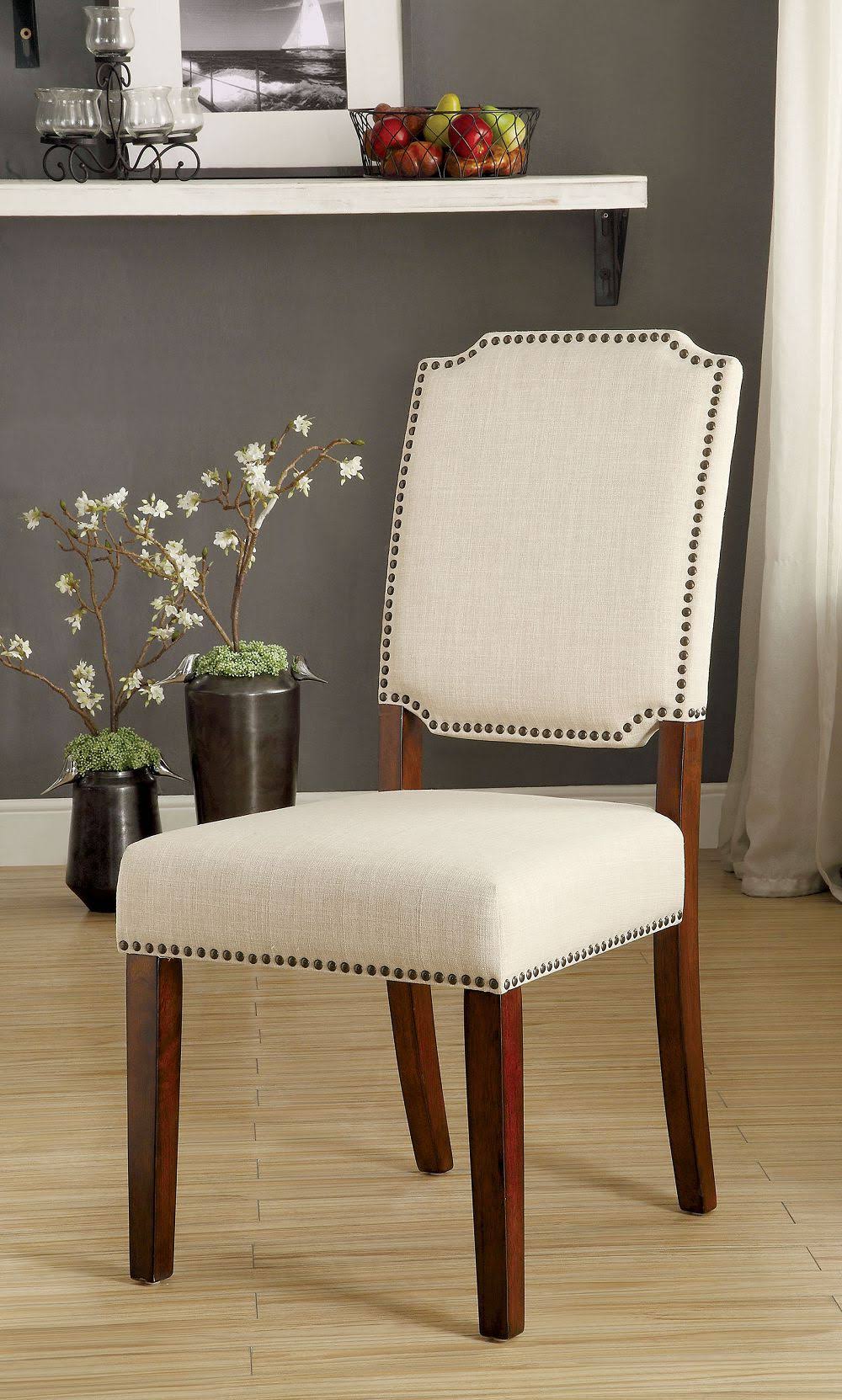 Brown Cherry and Ivory Side Chair Set of 2 C707