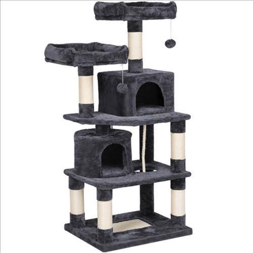 62.2x22 Double Condo Cat Tree and Scratching Post Tower Dark Gray R226974