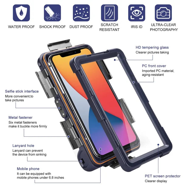 Waterproof Protective Case for Phones Up to 6.9 Inch with Lanyard P942