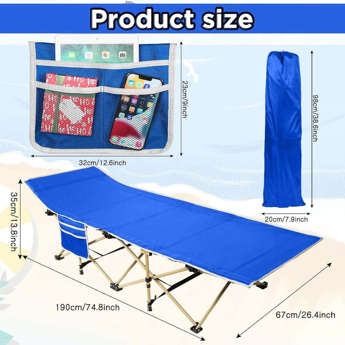 2 Pack 450lbs Max Load Camping Cot with Carry Bag E94485