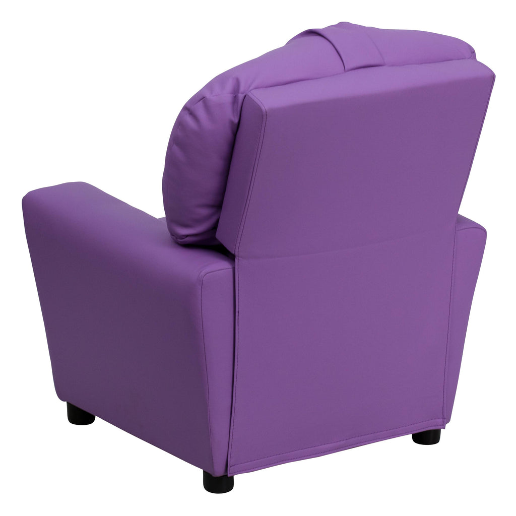Lavender Vinyl Kids Recliner with Cup Holder U409854