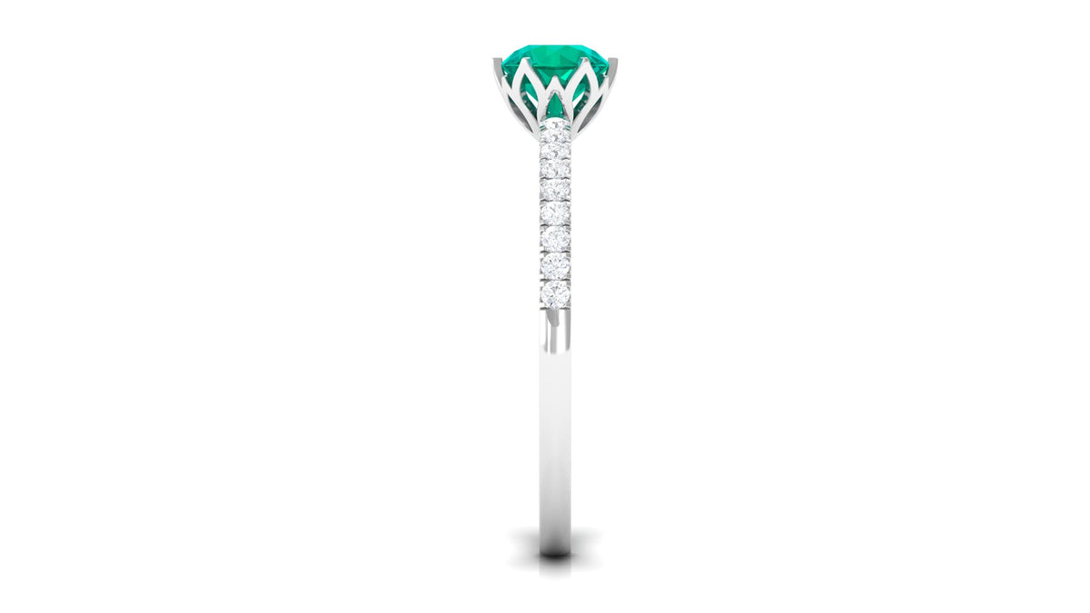 Emerald and Diamond 925 Sterling Silver Promise Ring Y60014