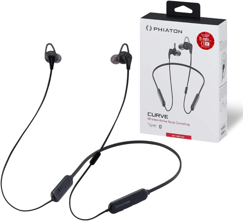 BT 120 NC Bluetooth Wireless Active Noise Cancelling Neckband Earbuds with Inline Control and Microphones, IPX4 Water Resistant B692