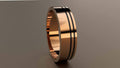 Polished Rose Gold 6mm Double Offset Black Groove Wedding Band 10kt G154