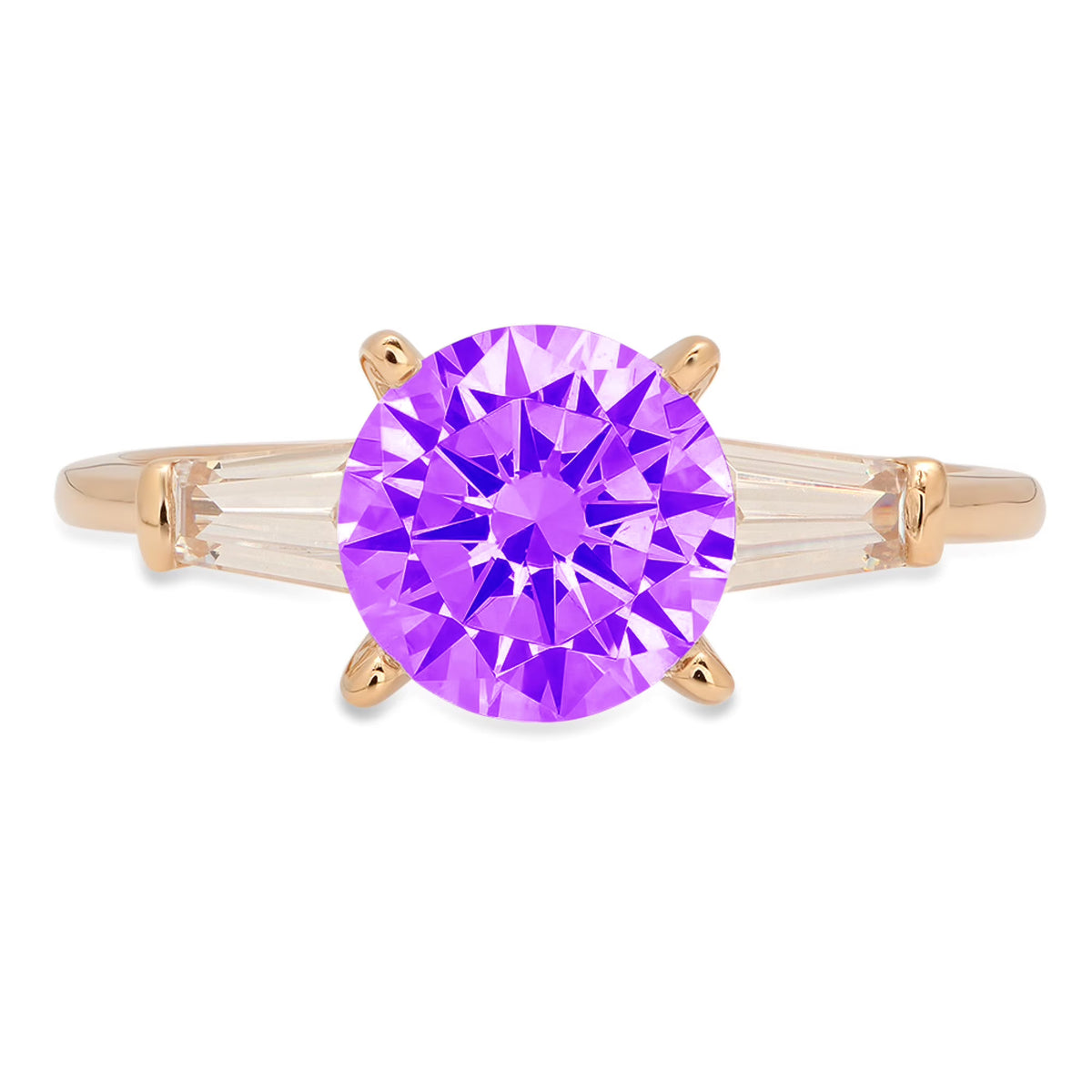 18k Yellow Gold Amethyst Three-Stone Ring U61148