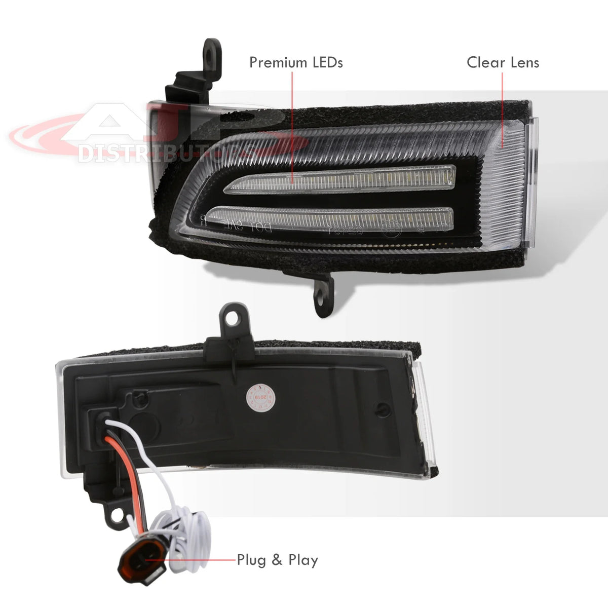 Sequential LED Mirror Turn Signal Lights Clear M9998
