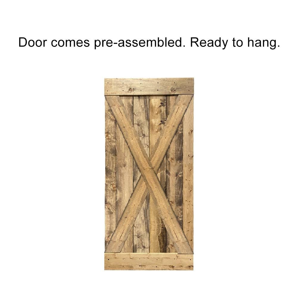 Sage Green Stained Wood Interior Sliding Barn Door with Hardware Kit X43377