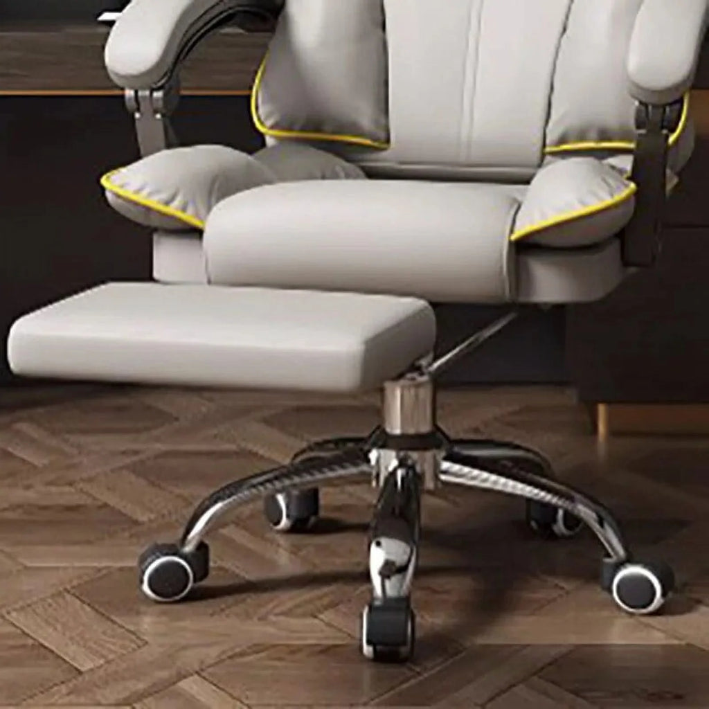 Leather Office Chair with Footrest and Wheels O360460