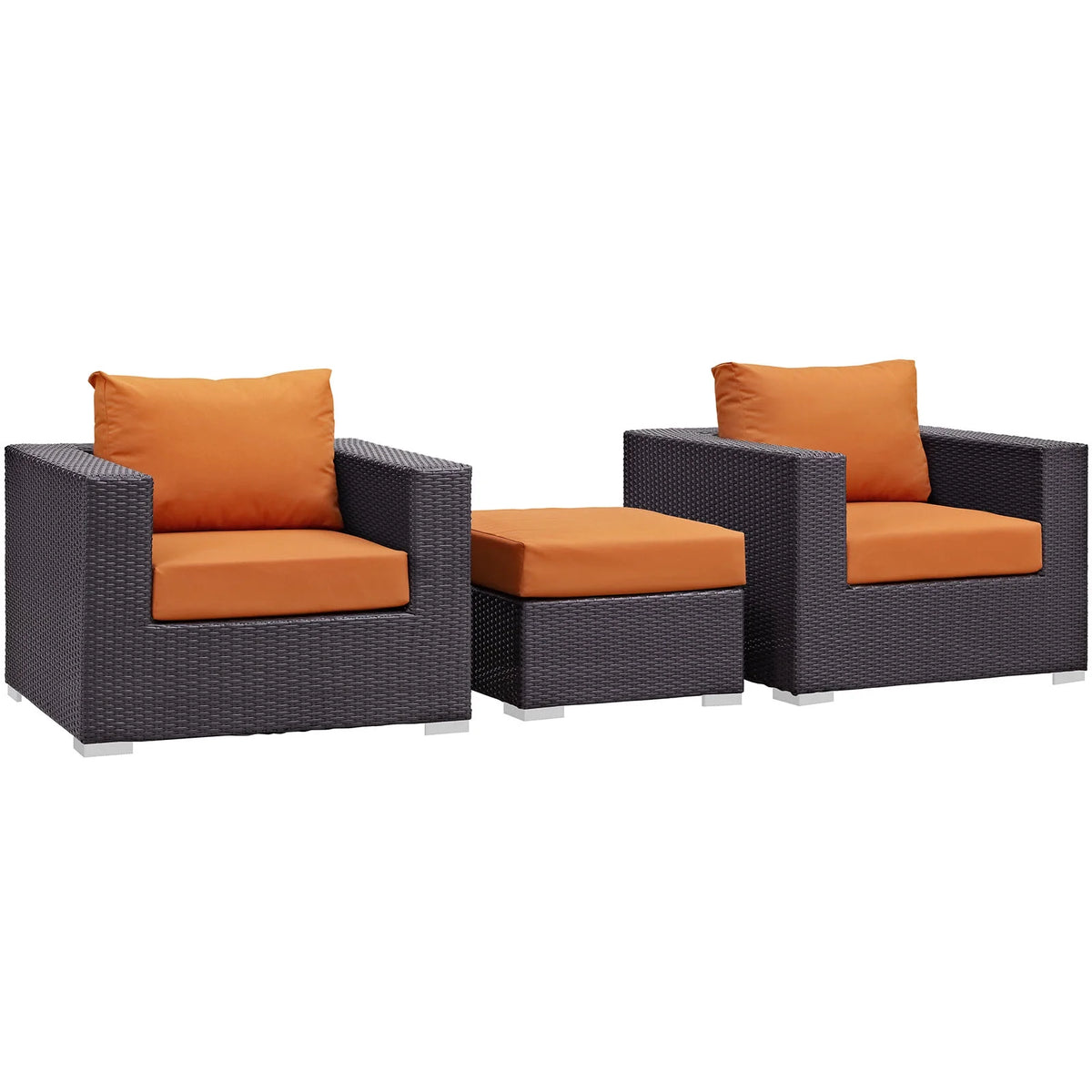 3 Piece Outdoor Patio Sofa Set in Espresso Orange Q877295