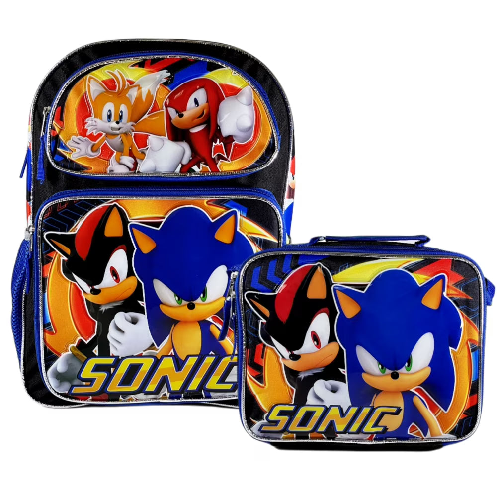 Blue Black Sonic Backpack with Insulated Lunch Bag T238239