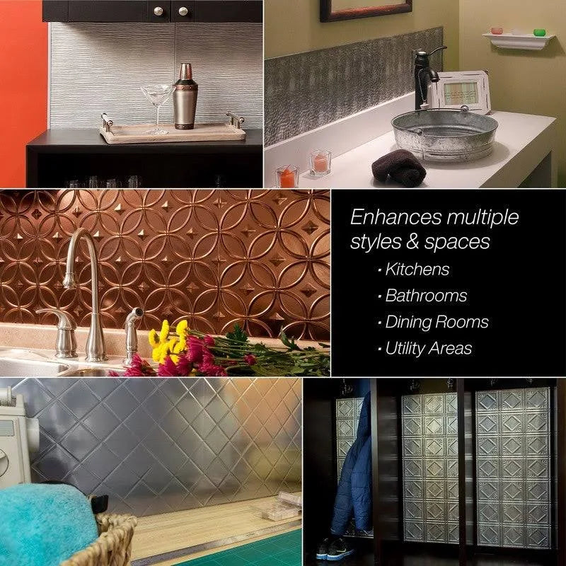 Silver Metal Backsplash Panel 15 Sq ft Kit S260
