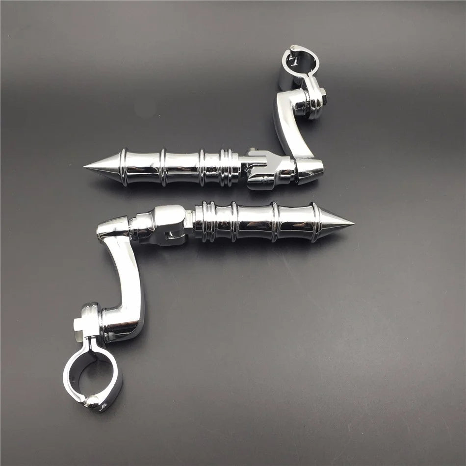 Chrome Peg Mounting Kit with Foot Peg for 1 inch 25mm Front Engine Guard Frame Tube H75865