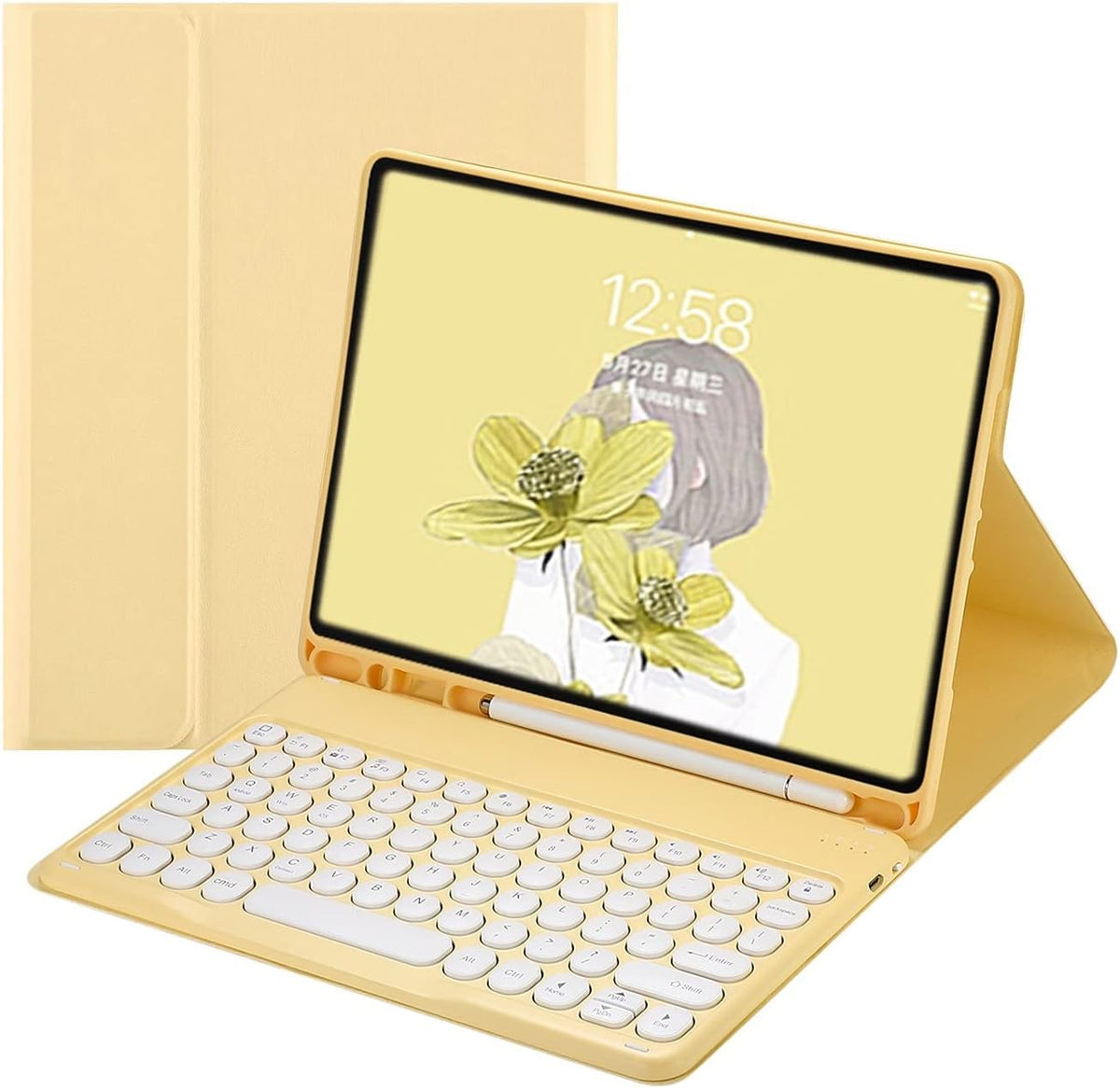 Pink Wireless Detachable Keyboard Case with Pencil Holder for iPad Pro 12.9 inch E311