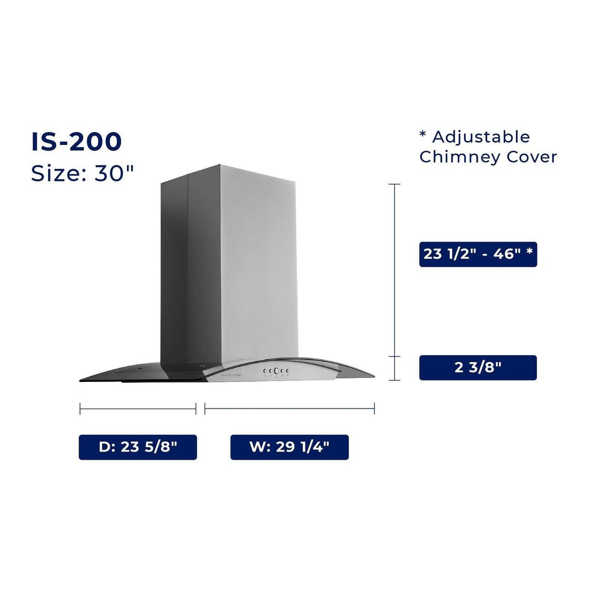 30x22 600 CFM Convertible Island Range Hood in Stainless Steel E663