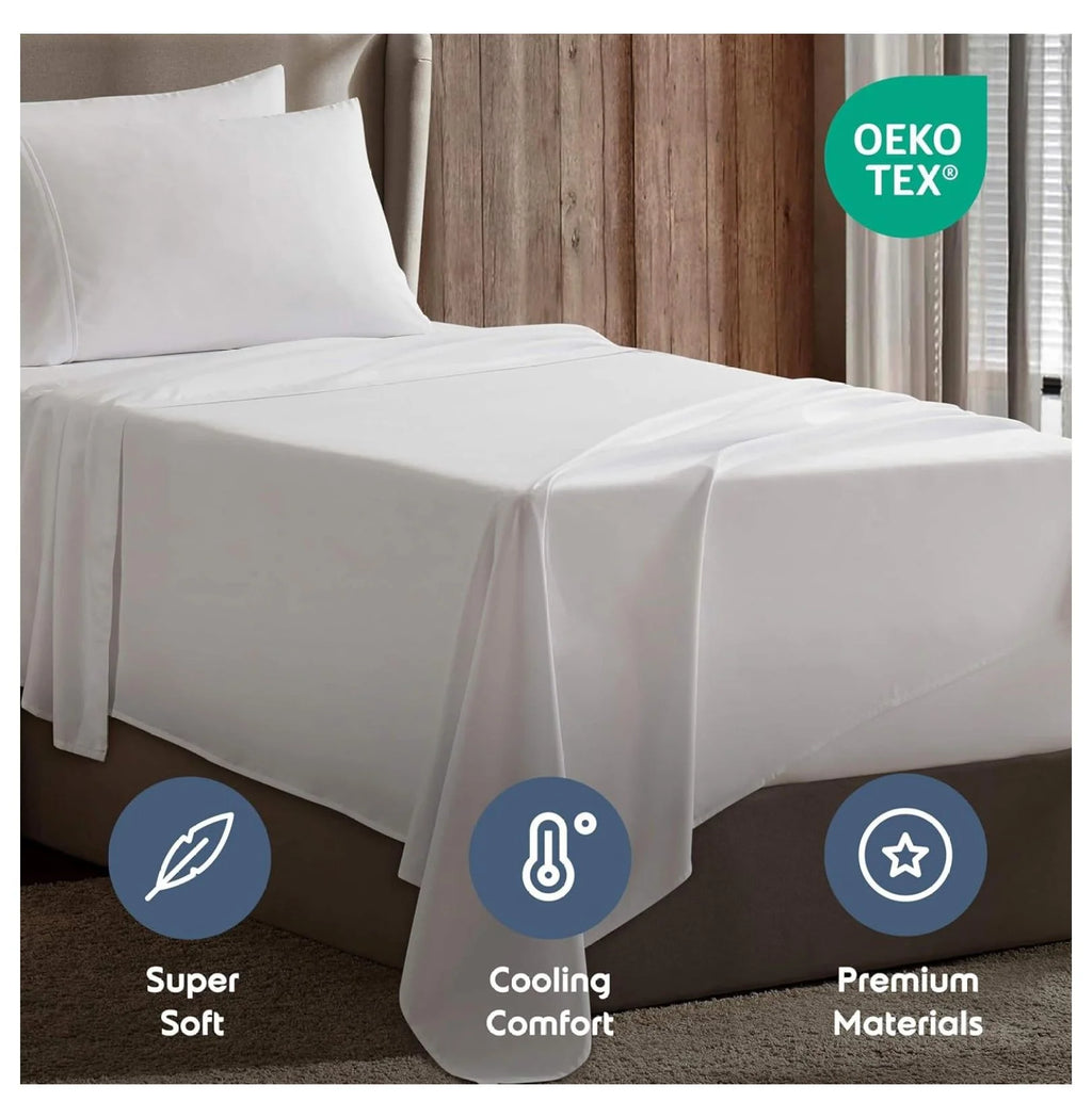 White Twin Sheets Set 3 Piece Deep Pocket D814191