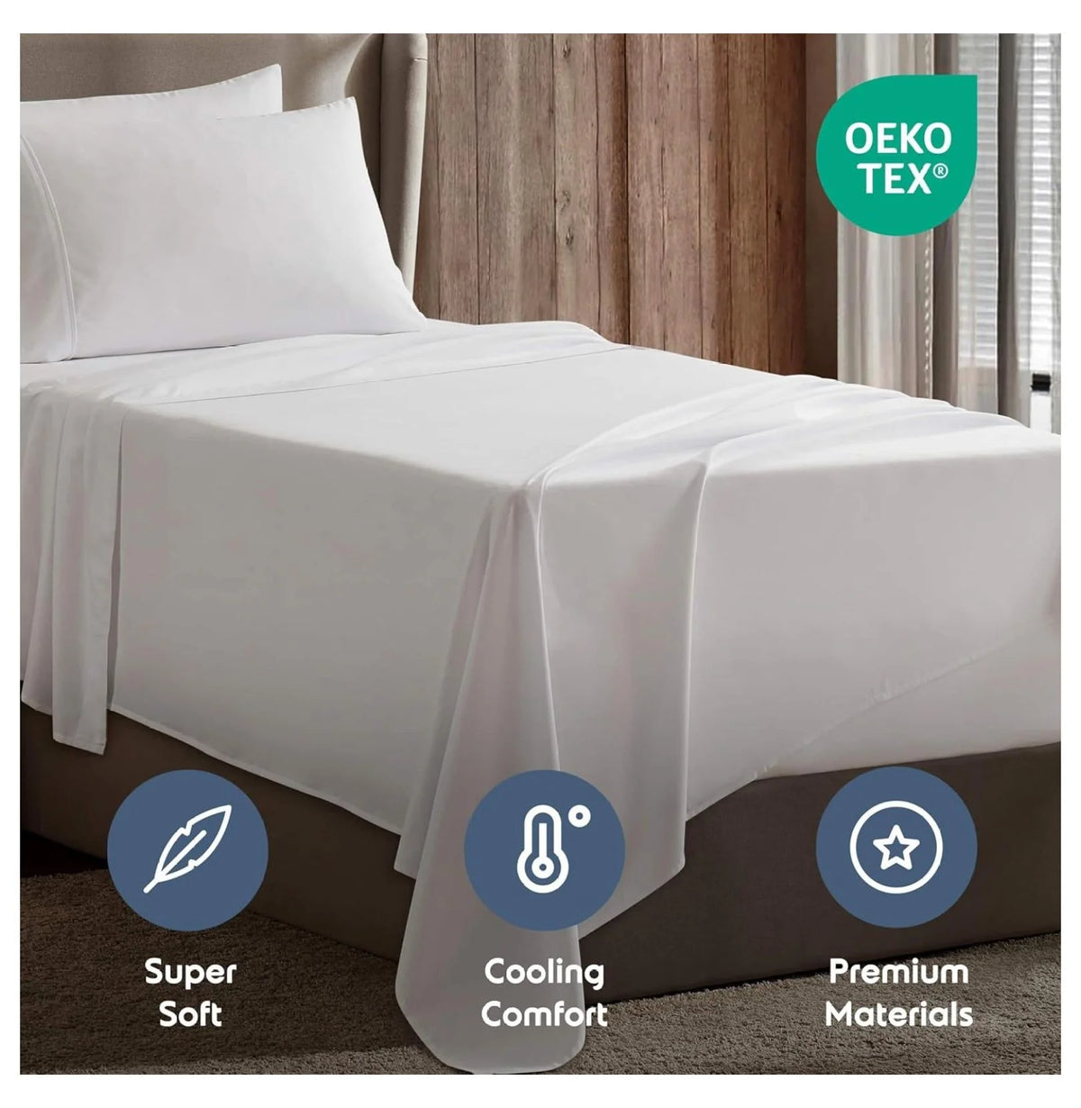 White Twin Sheets Set 3 Piece Deep Pocket D814191