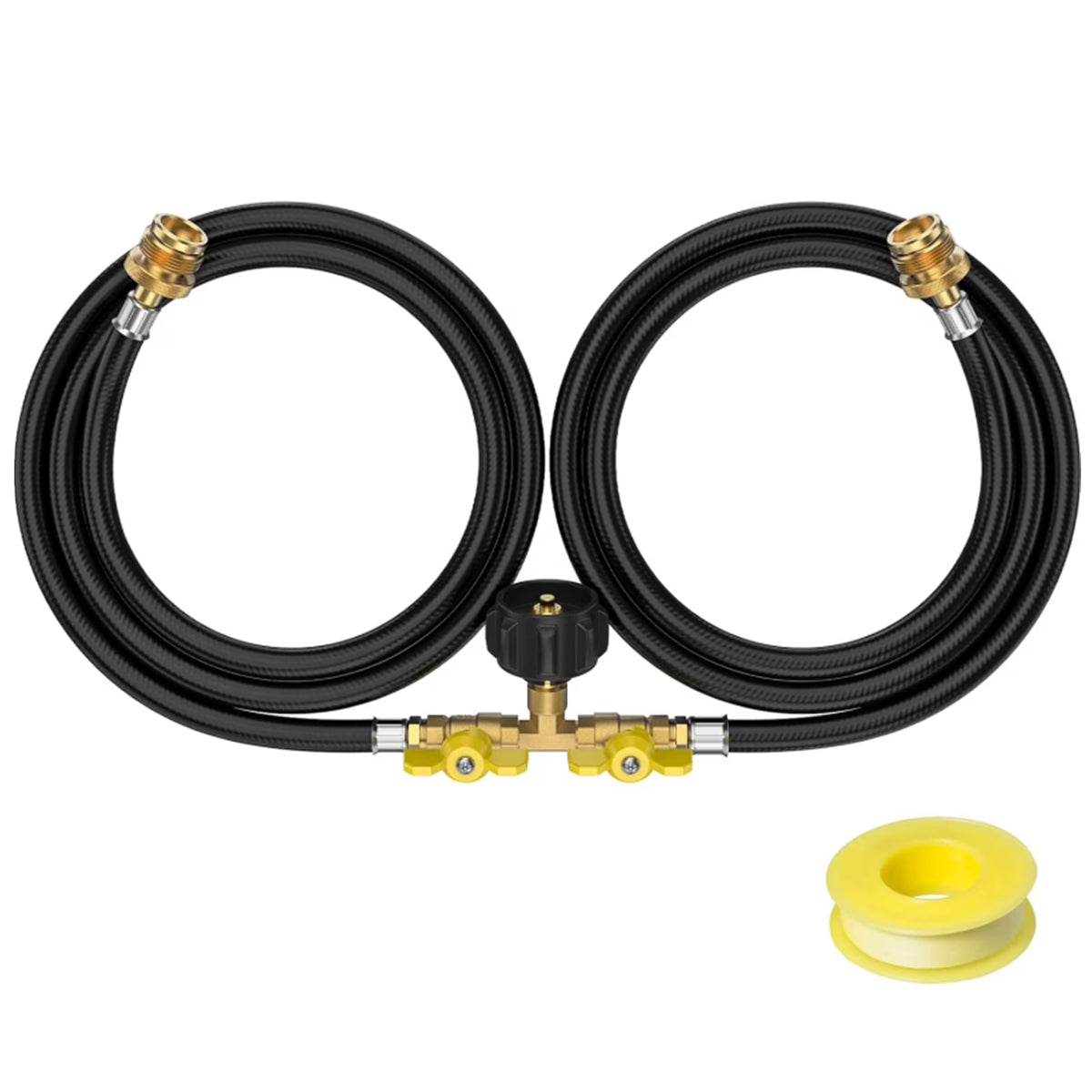 Propane 2 Way Y Splitter Adapter Hose with Shut Off Valve R561