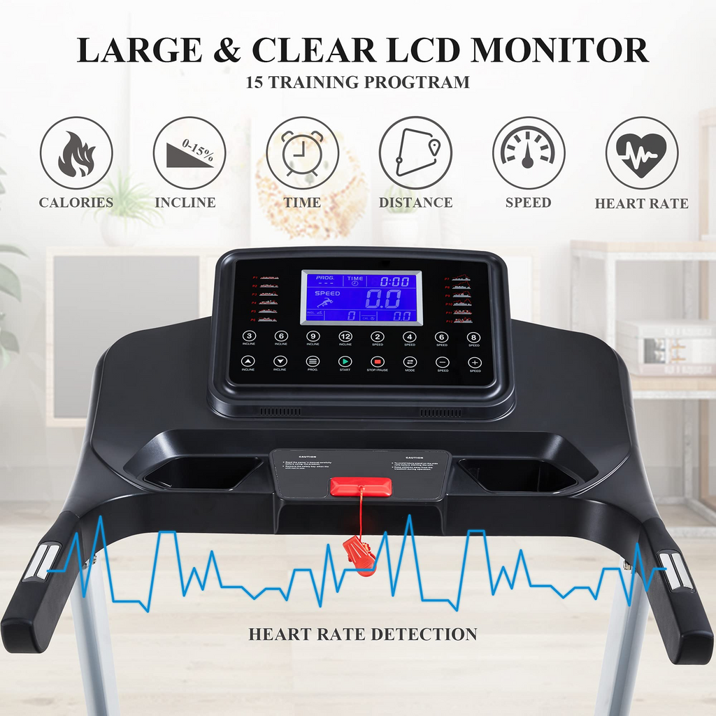 Folding Treadmill with 15 Preset Exercise Programs D302