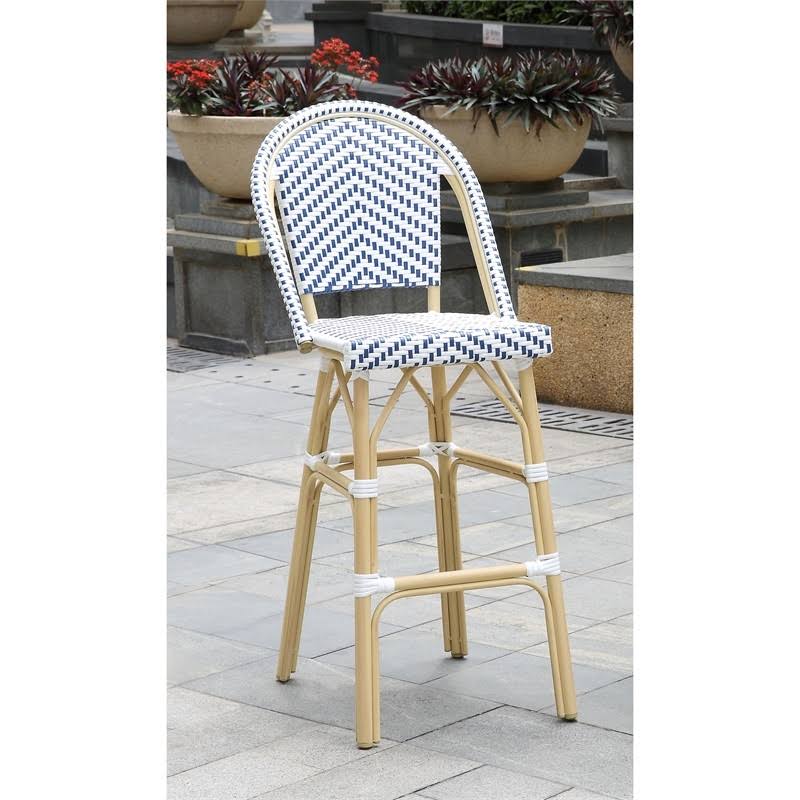 Navy Aluminum Patio Bar Chairs Set of 2 H173