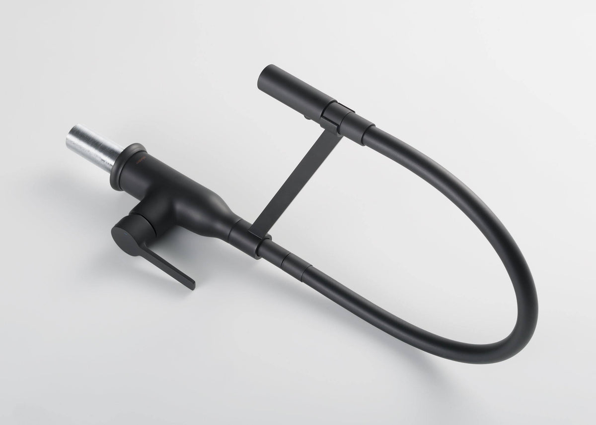 Matte Black Gooseneck Single Lever Kitchen Faucet with Spray Head H49013
