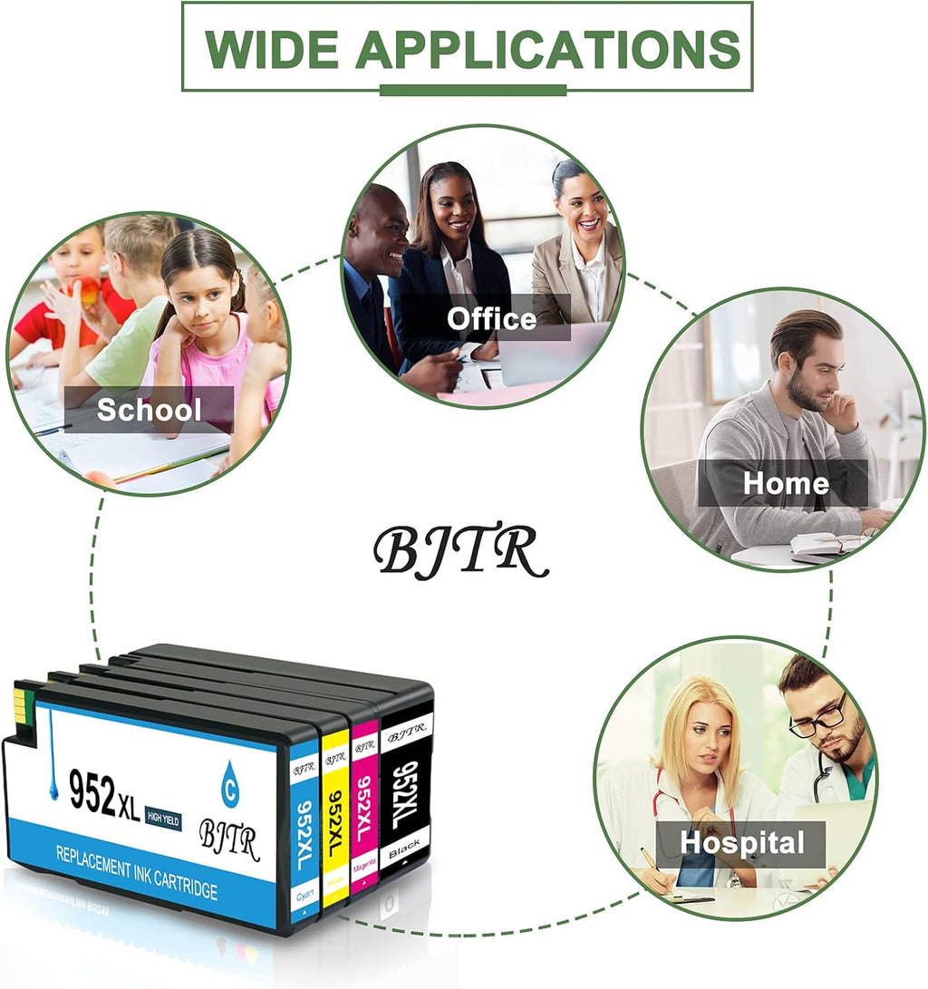 4 Pack Black Yellow Magenta Cyan Ink Cartridges for HP 952 952XL Printers K4456