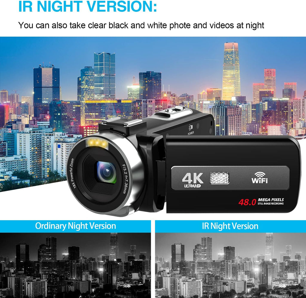 4K Camcorder with IR Night Vision and 18X Digital Zoom X7096