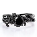 0.50 Carat Round Cut Lab Created Black Diamond Ring Set M4782