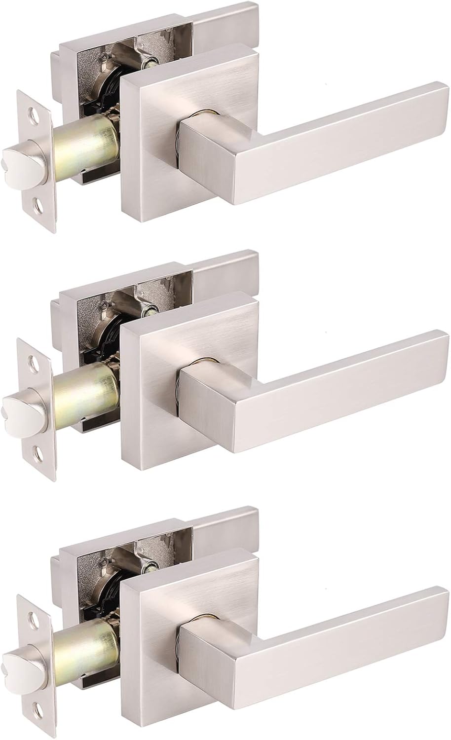 10 Pack Square Satin Nickel Privacy Door Locksets S4015