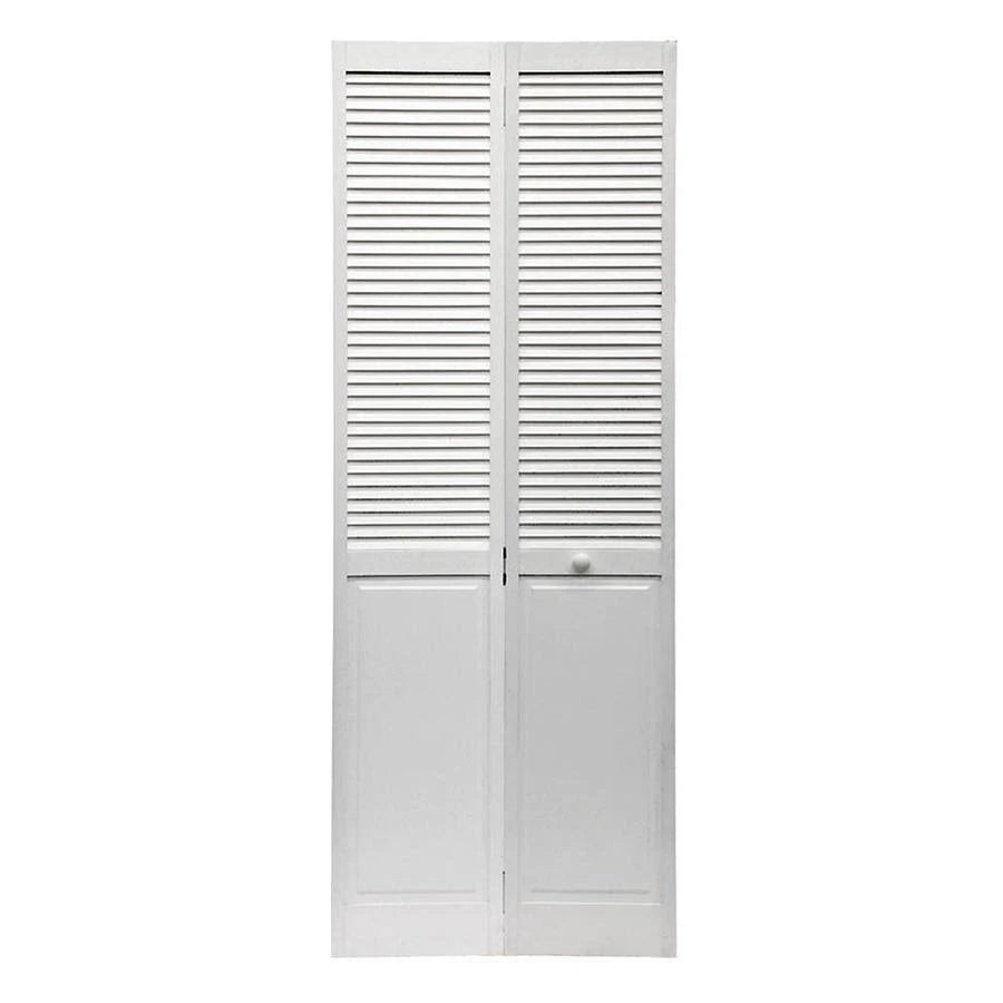 White Louver Pine Wood Bifold Door N82442