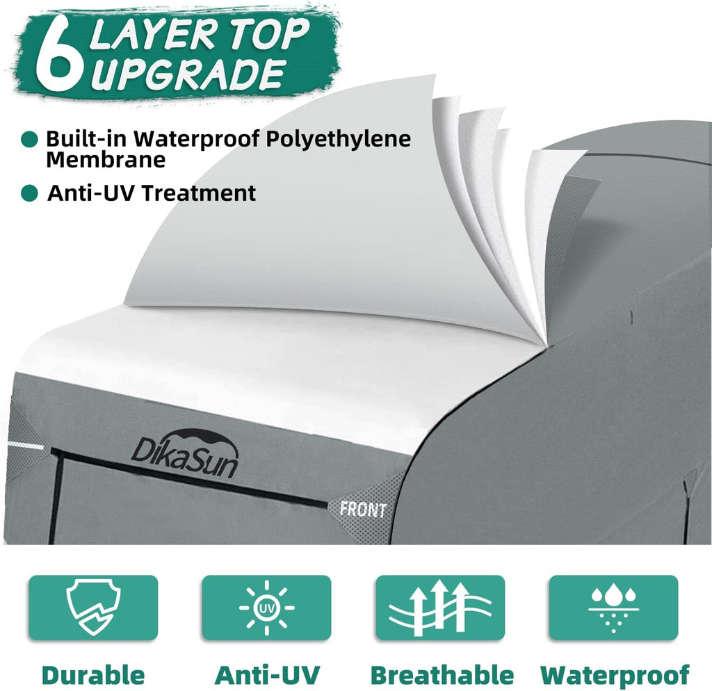 RV Cover for 31'-34' with 2Pcs Extra Straps & 6 Gutter Covers Grey D242129