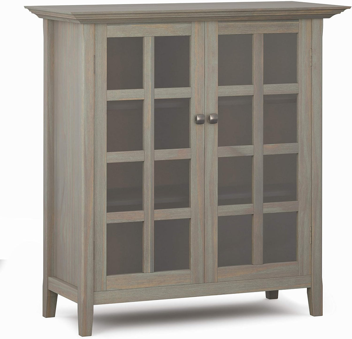 Solid Wood 39 inch Wide Storage Cabinet in Black with 2 Tempered Glass Doors and 4 Adjustable Shelves A77850