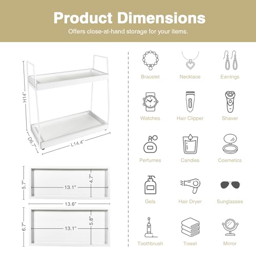 White 2 Tier Bathroom Organizer Shelf R3439