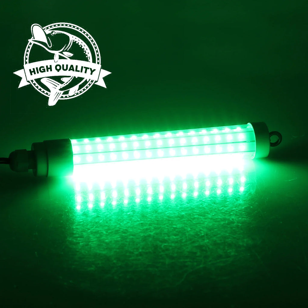 2Pcs Underwater Night Fishing Light, 12V 10.5W 120LED 1000 Lumen Green Submersible Fishing Light U26136
