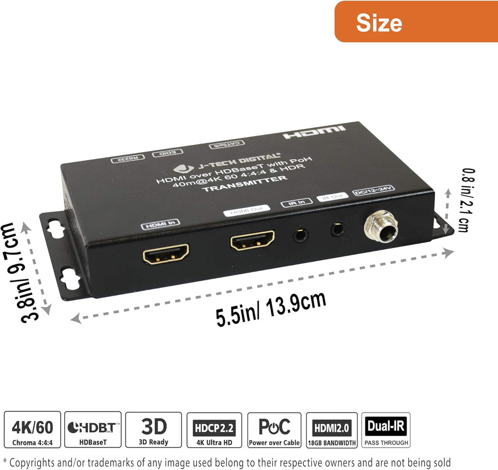 4K HDMI 2.0 Extender with Local Loop Out & Dual Outputs O27639