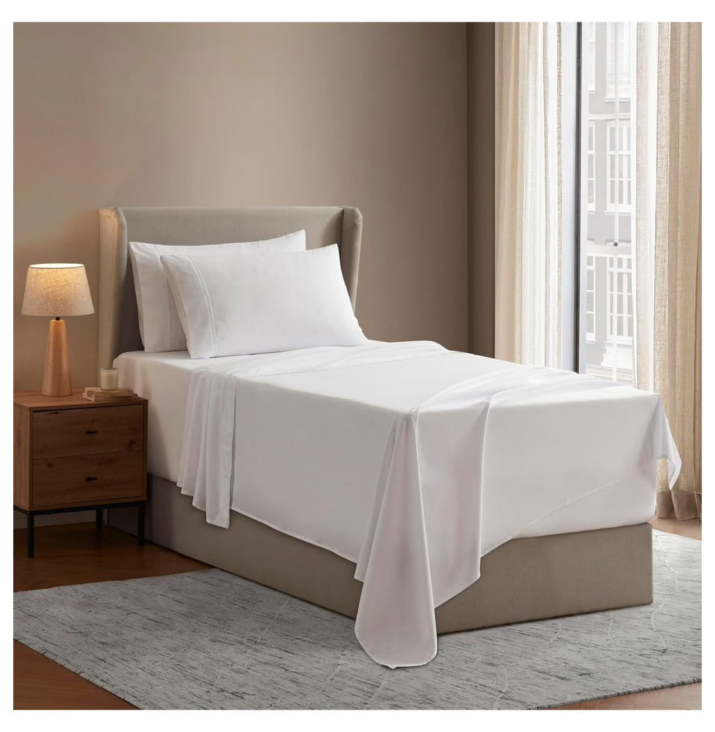 White Twin Sheets Set 3 Piece Deep Pocket D814191